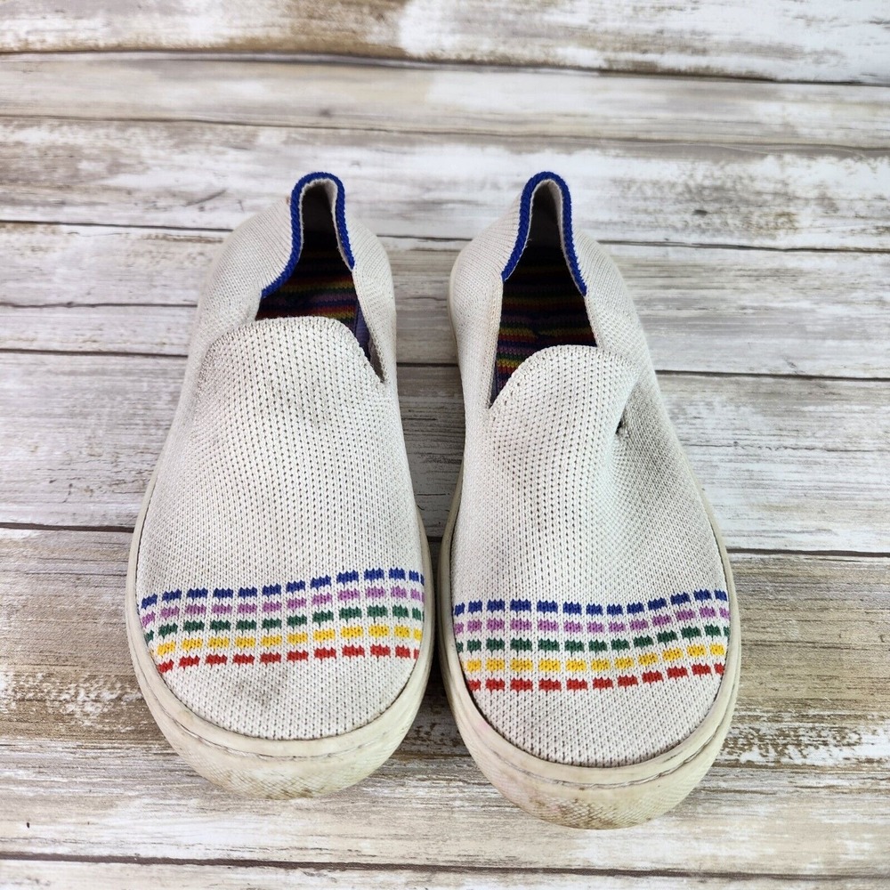 Rothy's WHITE RAINBOW Kids UNISEX LOAFER SNEAKER Shoe size 12